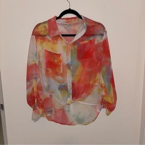 Tie Dyed Sheer Blouse, Size Medium
